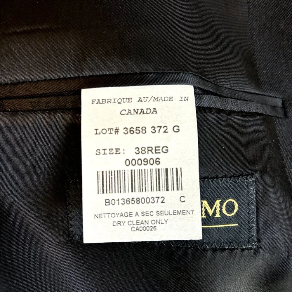 Super 100's Wool Suit Jacket Canada Ultimo Uomo NWOT Size 38R Men's Black Blazer
